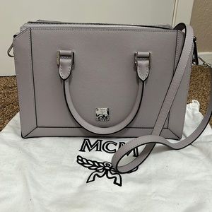 MCM Logos pattern shoulder tote bag White Leather ref.148365